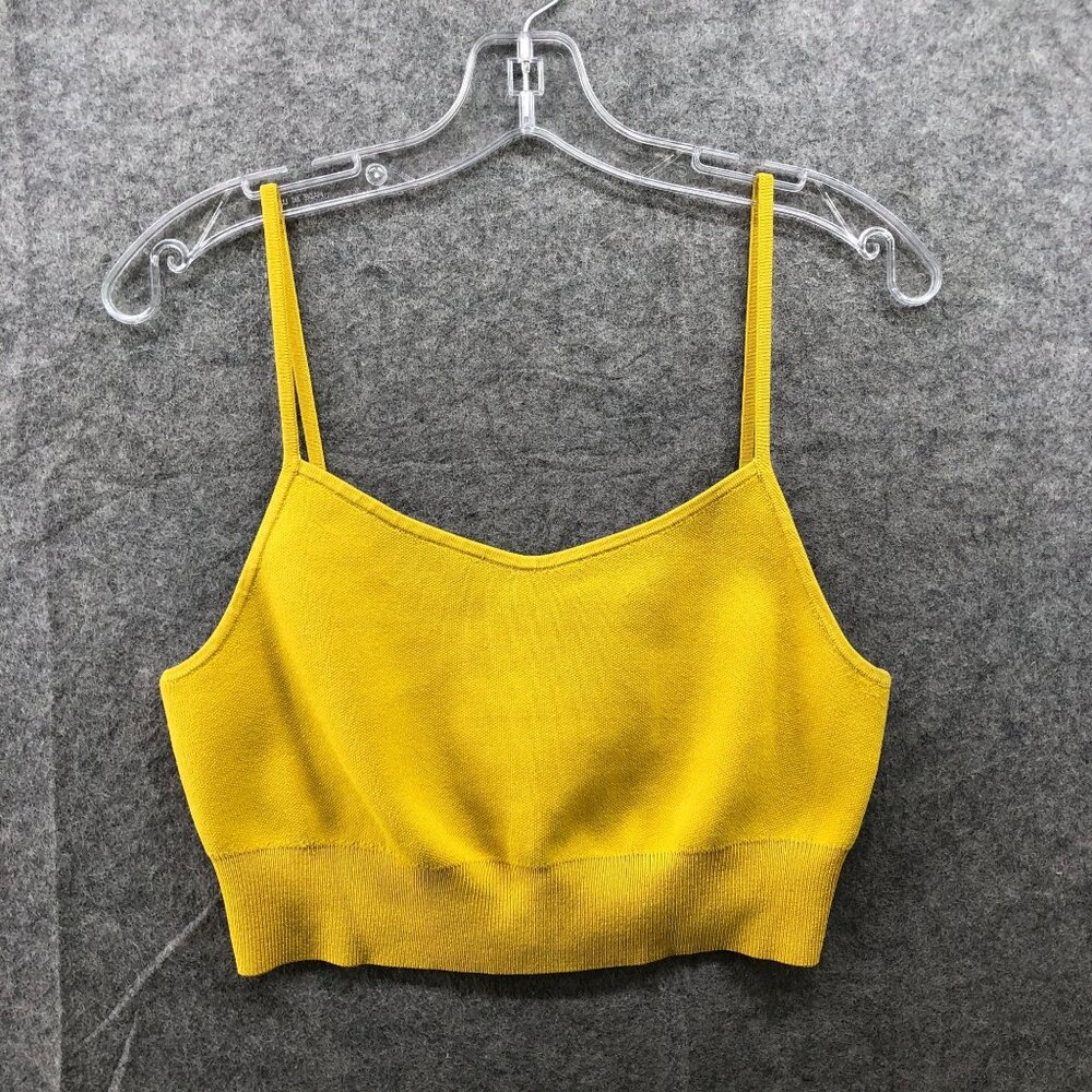 Aritiza Babaton Crop Cami Top Womens L Mustard Yellow V-Neck Seamless Kenneth‎